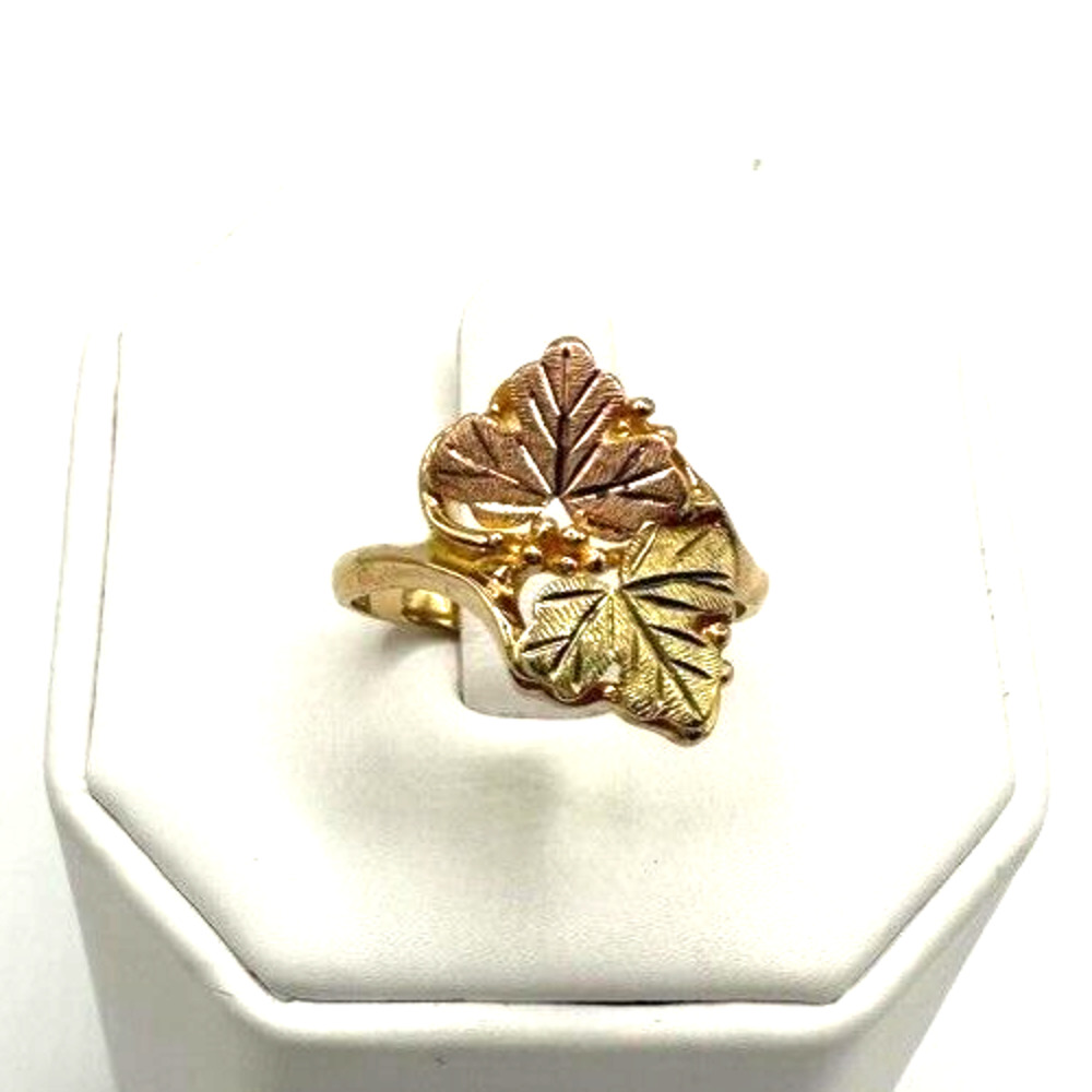Estate 10K Gold Black Hills Leaves Grapes Ring Size 10 / 4g RI-162